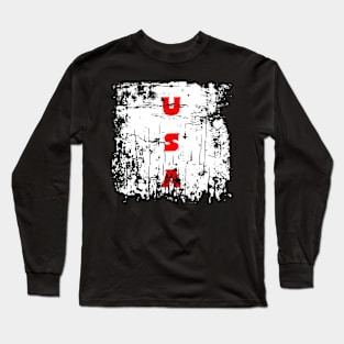 USA Faded Initials Long Sleeve T-Shirt